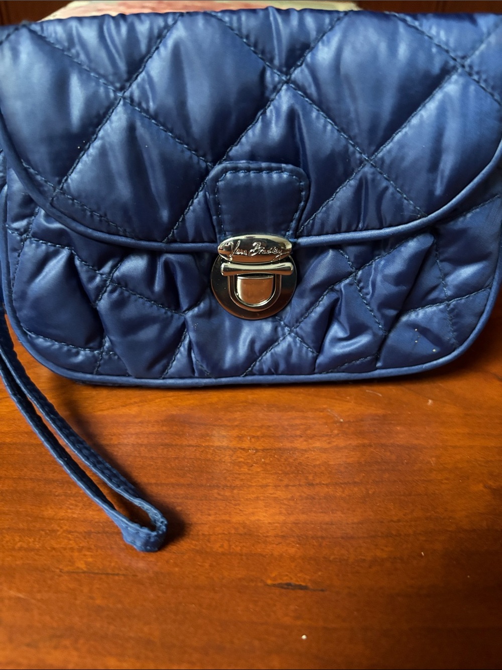 Vera Bradley puffy wristlet navy blue